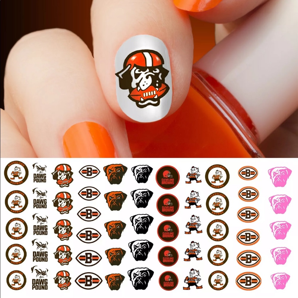 💌BO/GO$6 🏈 Cleveland Browns  Water Transfer Nail Decals NFL Football